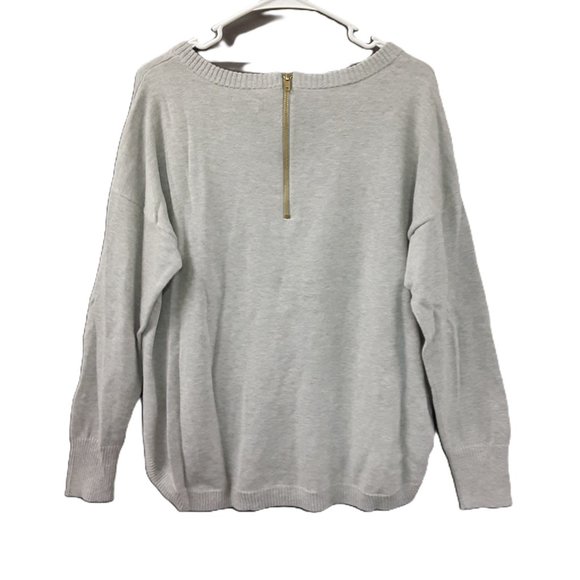 Crown & Ivy Womans Knit Sweater Size Petite XL, Pullover with Zip Accent Gray - Picture 2 of 9